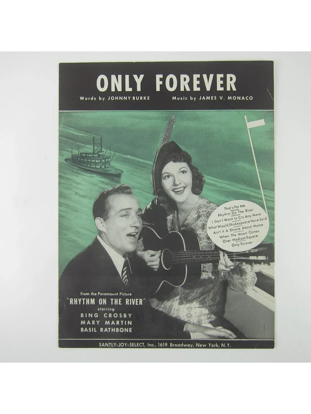 Sheet Music Only Forever Rhythm On The River Bing Crosby Mary Martin Vintag 1940